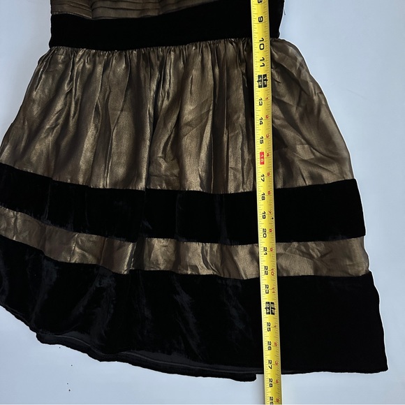 MISS SIXTY M60 Gold Shimmer Black Velvet Strapless Gun Metal Party Dress Size 10 - Picture 4 of 10